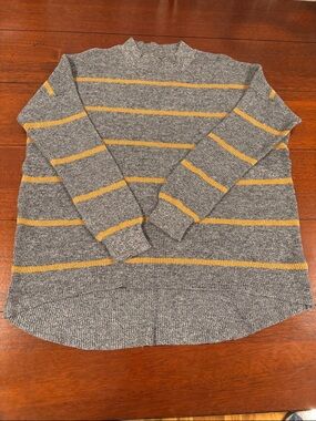 American Eagle Gray & Mustard Stripe Women's Pullover Sweater
